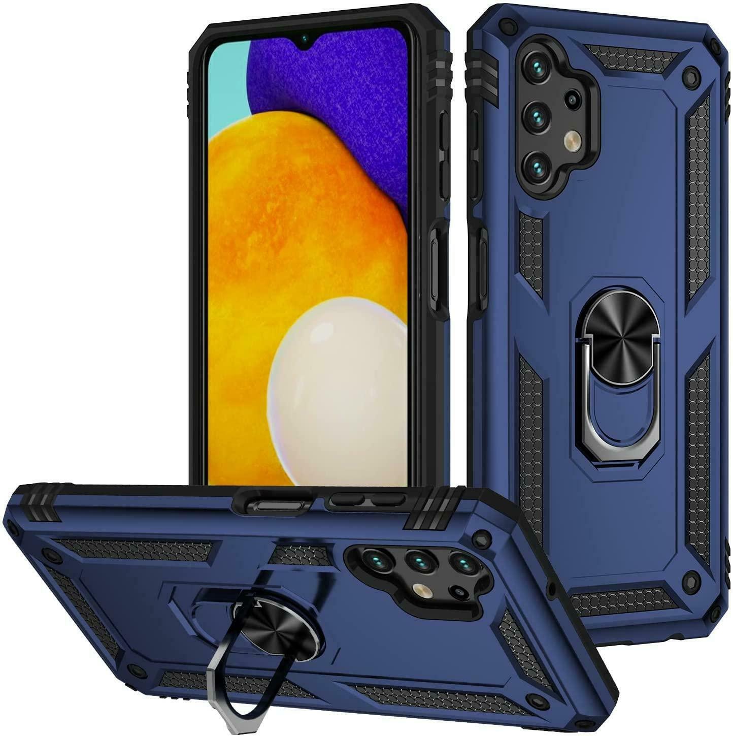 Protectores para celular  para Samsung  A13 (4G) Funda reforzada con anillo v2 Azul